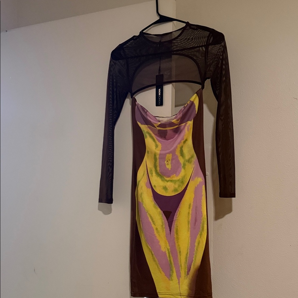 Fashion Nova Artistic Long Sleeve Dress